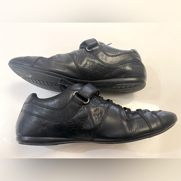 Louis Vuitton Globe Trotter Embossed Leather Sneakers Black - Picture 9 of 10